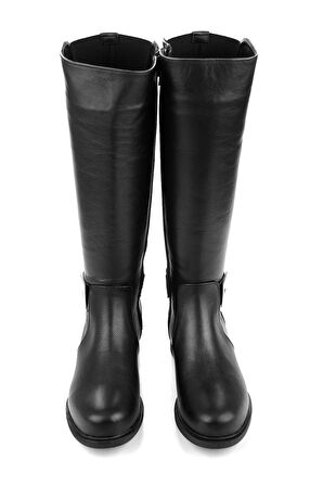 Siyah Hakiki Deri Kadın Çizme K03586555503