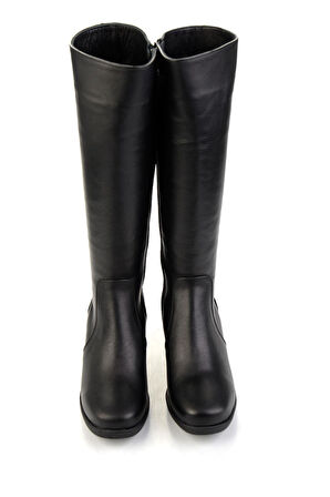 Siyah Hakiki Deri Kadın Çizme K03586240303