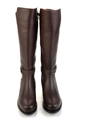 Kahve Hakiki Deri Kadın Çizme K03586000403