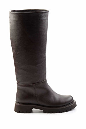 Kahve Hakiki Deri Kadın Çizme K03666552003