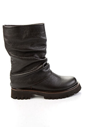 Kahve Hakiki Deri Kadın Çizme K03666075603