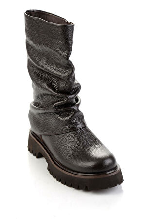 Kahve Hakiki Deri Kadın Çizme K03666075603