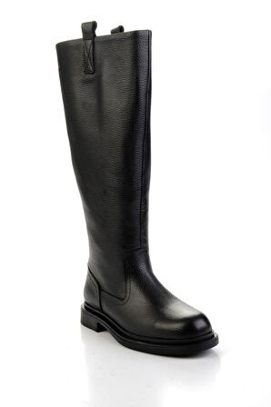 Mat Siyah Hakiki Deri Kadın Çizme K03666075703