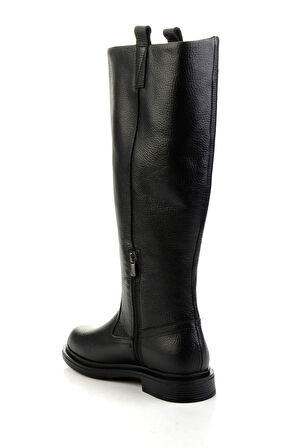 Mat Siyah Hakiki Deri Kadın Çizme K03666075703