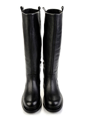 Mat Siyah Hakiki Deri Kadın Çizme K03666075703