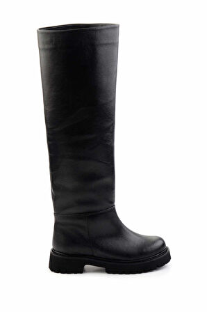 Siyah Hakiki Deri Kadın Çizme K03666421503