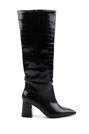 Siyah Kroko  Kadın Çizme K03667232011
