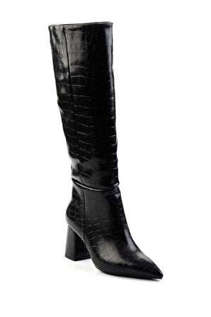 Siyah Kroko  Kadın Çizme K03667232011