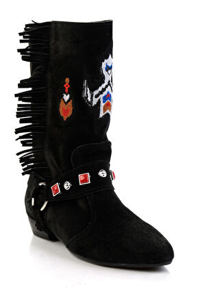 Siyah Hakiki Deri Kadın Çizme K03678029202