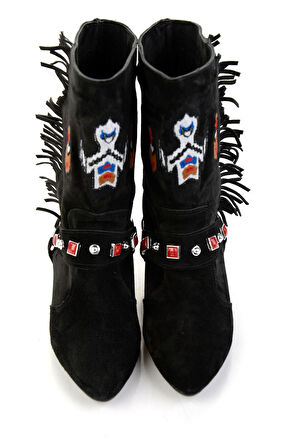 Siyah Hakiki Deri Kadın Çizme K03678029202