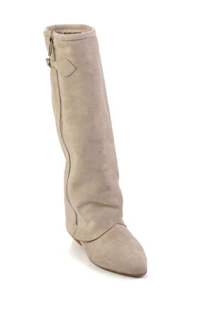 Bej Hakiki Deri Kadın Çizme K03678029002