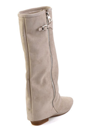 Bej Hakiki Deri Kadın Çizme K03678029002