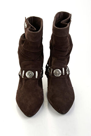 Kahve Hakiki Deri Kadın Çizme K03678029102