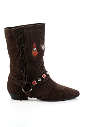 Kahve Hakiki Deri Kadın Çizme K03678029202