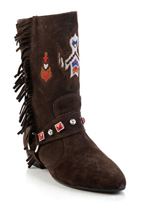 Kahve Hakiki Deri Kadın Çizme K03678029202