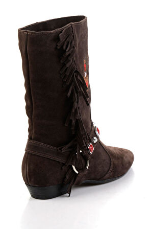 Kahve Hakiki Deri Kadın Çizme K03678029202