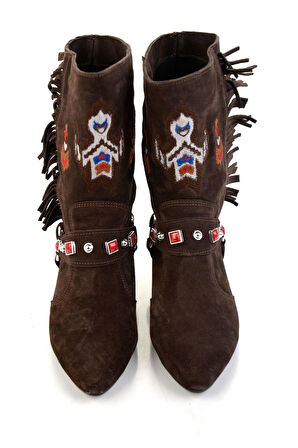 Kahve Hakiki Deri Kadın Çizme K03678029202