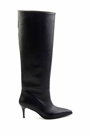 Siyah Hakiki Deri Kadın Çizme K03718400003