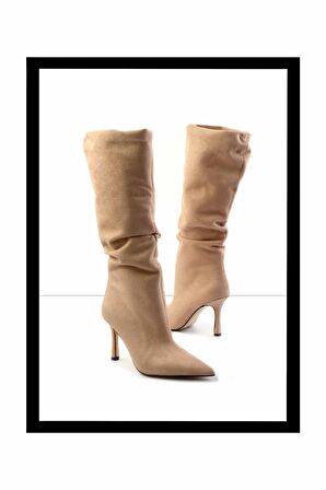 Bej Süet  Kadın Çizme K03718018202