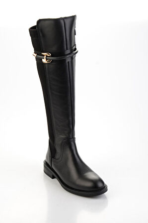 Siyah Hakiki Deri Kadın Çizme K03724260103