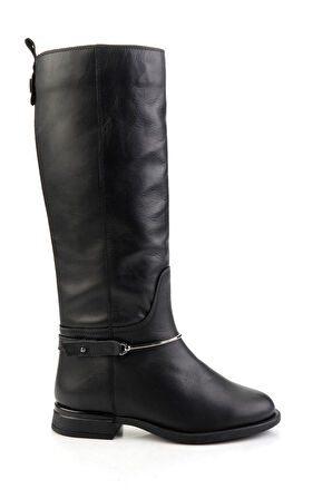 Siyah Hakiki Deri Kadın Çizme K03724260703