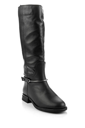 Siyah Hakiki Deri Kadın Çizme K03724260703