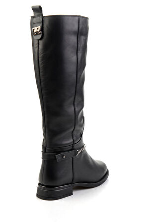 Siyah Hakiki Deri Kadın Çizme K03724260703