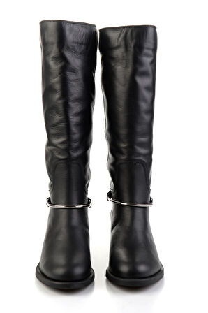 Siyah Hakiki Deri Kadın Çizme K03724260703