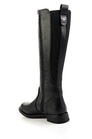 Siyah Hakiki Deri Kadın Çizme K03724260803