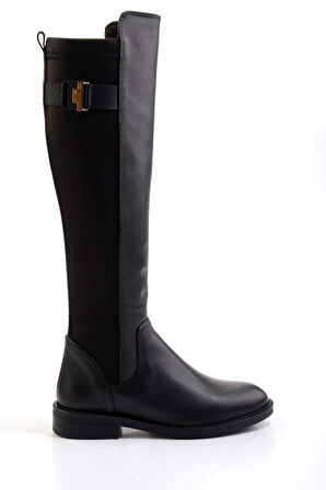 Siyah Hakiki Deri Kadın Çizme K03724626303