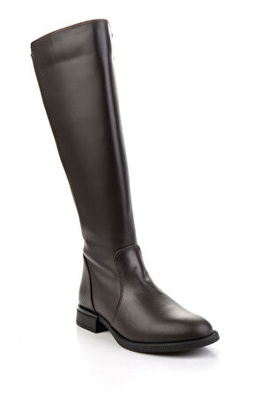 Kahve Hakiki Deri Kadın Çizme K03724260803