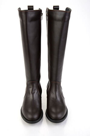 Kahve Hakiki Deri Kadın Çizme K03724260803