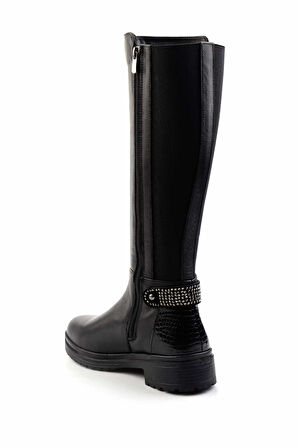 Siyah Hakiki Deri Kadın Çizme K03724200003