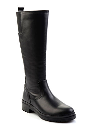 Siyah Hakiki Deri Kadın Bot & Bootie K03724721003