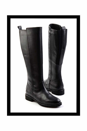Siyah Hakiki Deri Kadın Çizme K03750455103