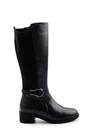 Siyah Hakiki Deri Kadın Çizme K03750754303