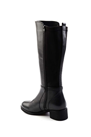Siyah Hakiki Deri Kadın Çizme K03750754303