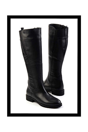 Siyah Hakiki Deri Kadın Çizme K03750150503
