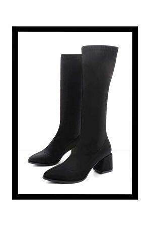 Siyah Streç  Kadın Bot & Bootie K03792060717
