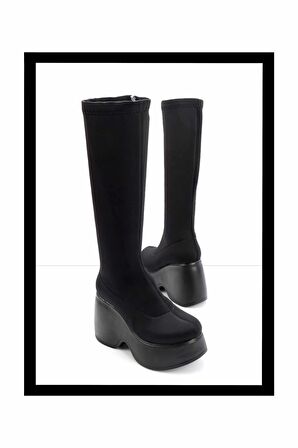 Siyah Streç  Kadın Çizme K03991003117