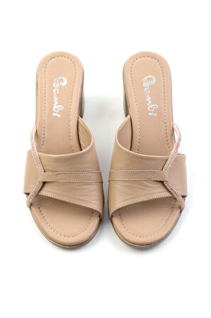 Bej Leather Kadın Terlik K04040012303