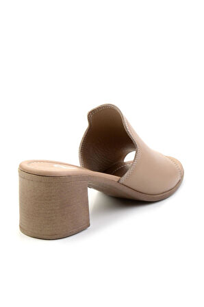 Bej Leather Kadın Terlik K04040012203