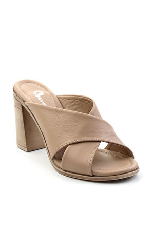 Bej Leather Kadın Terlik K04040012503