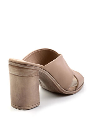Bej Leather Kadın Terlik K04040012503