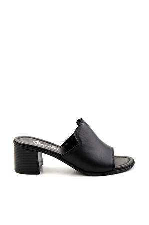 Siyah Leather Kadın Terlik K04040012203