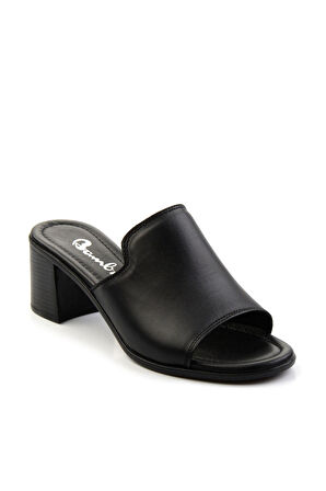Siyah Leather Kadın Terlik K04040012203