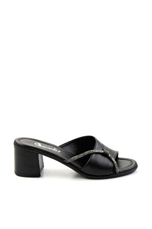 Siyah Leather Kadın Terlik K04040012303