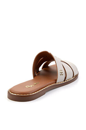 Bej Leather Kadın Terlik K04073101903