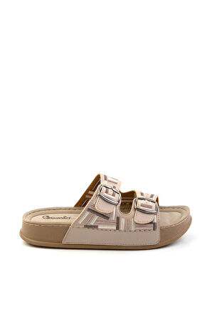 Bej Çok Renkli  Kadın Terlik K04099501209