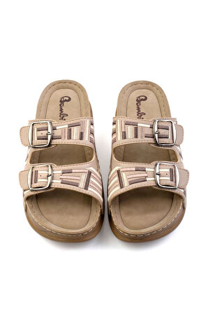 Bej Çok Renkli  Kadın Terlik K04099501209